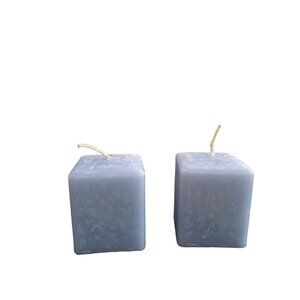 Set of 2 Light Blue Periwinkle Rectangle Votive Candles 2x2.5